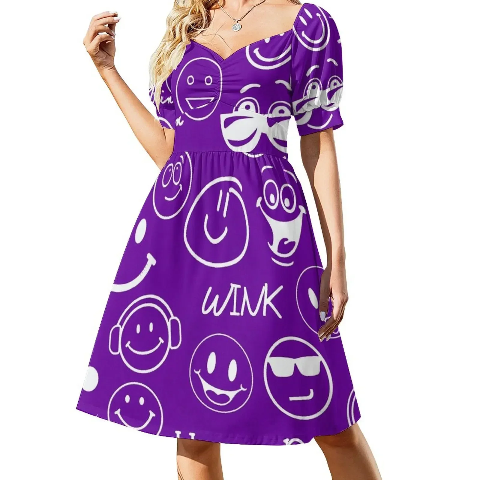 Happy faces Short-Sleeved Dress women's elegant loose dresses sexy dress women's evening dresses
Happy faces Short-Sleeved Dress women's elegant loose dresses sexy dress women's evening dresses