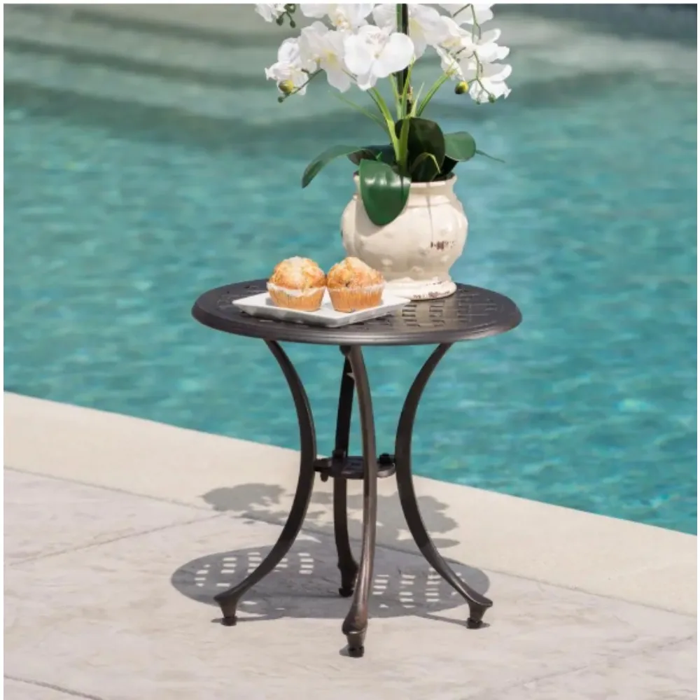 Bronze Round Aluminum Outdoor Patio Side Table for Indoor/Outdoor/Porch/Lawn/Balcony
Bronze Round Aluminum Outdoor Patio Side Table for Indoor/Outdoor/Porch/Lawn/Balcony