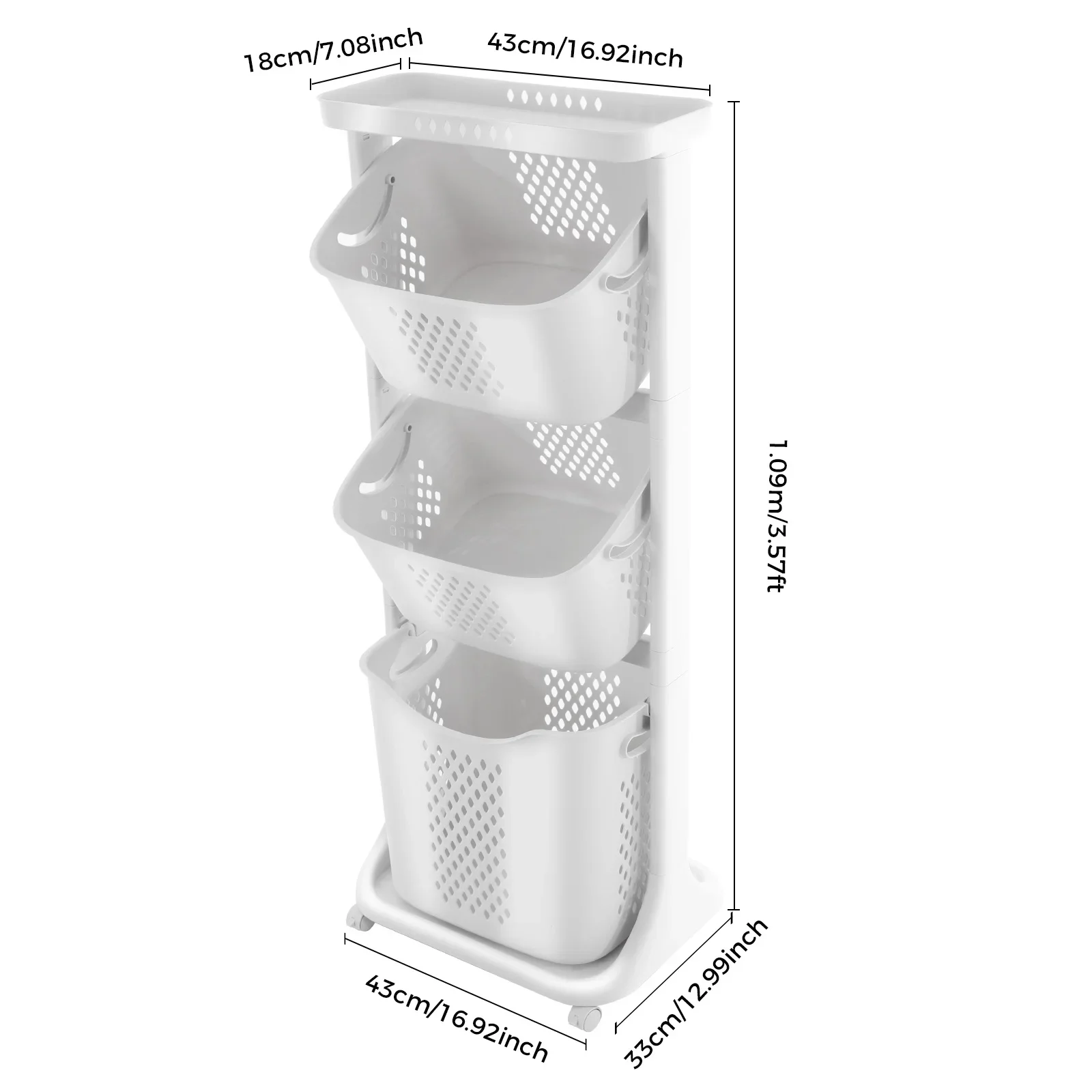 BYMAOCAR 3-Layer Laundry Basket, Removable Clothes Storage Basket, Bathroom Washing Storage Cart with Universal Wheels
BYMAOCAR 3-Layer Laundry Basket, Removable Clothes Storage Basket, Bathroom Washing Storage Cart with Universal Wheels