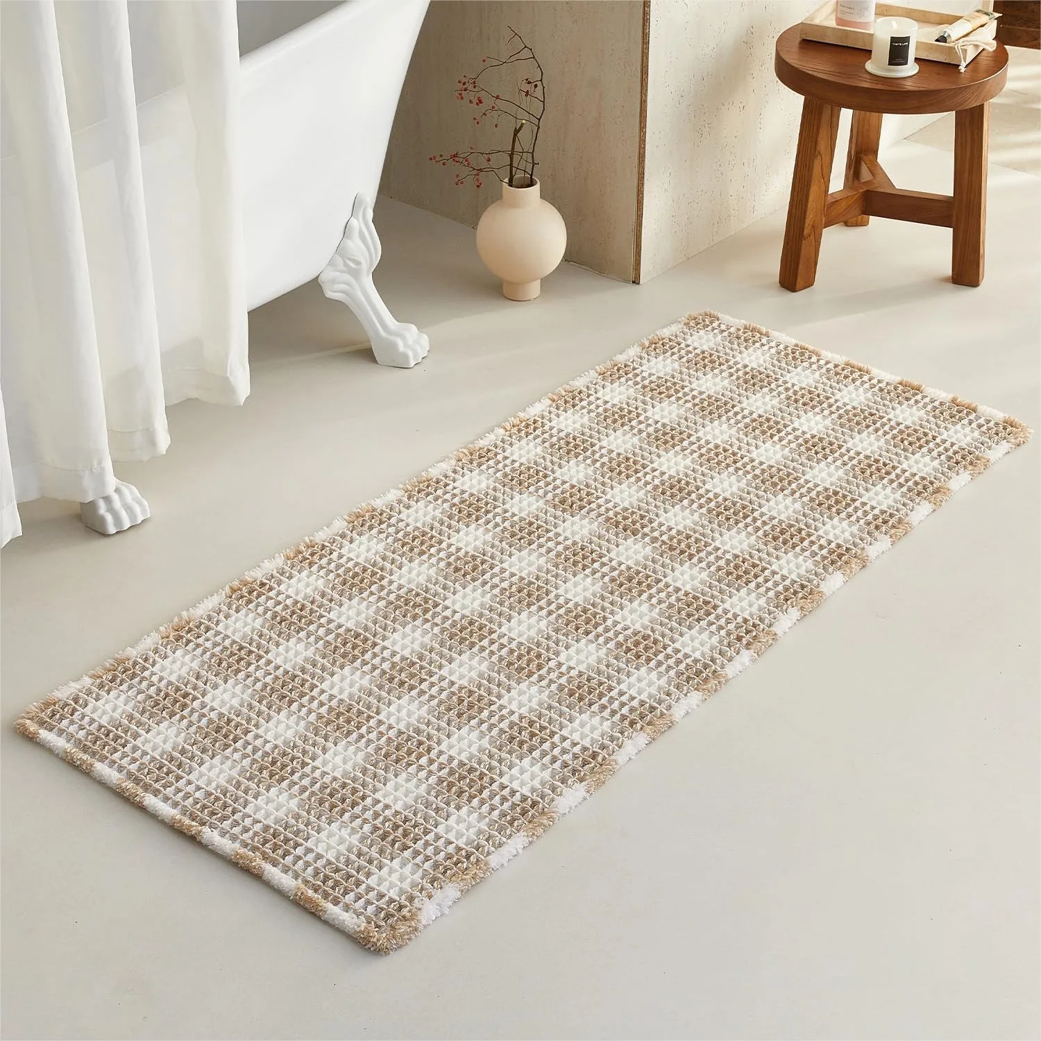 Waffle Runner Rug Bathroom, Non Slip Washable Absorbent Checkered Bath Mat Quick Dry Farmhouse 60x24 Khaki White
Waffle Runner Rug Bathroom, Non Slip Washable Absorbent Checkered Bath Mat Quick Dry Farmhouse 60x24 Khaki White