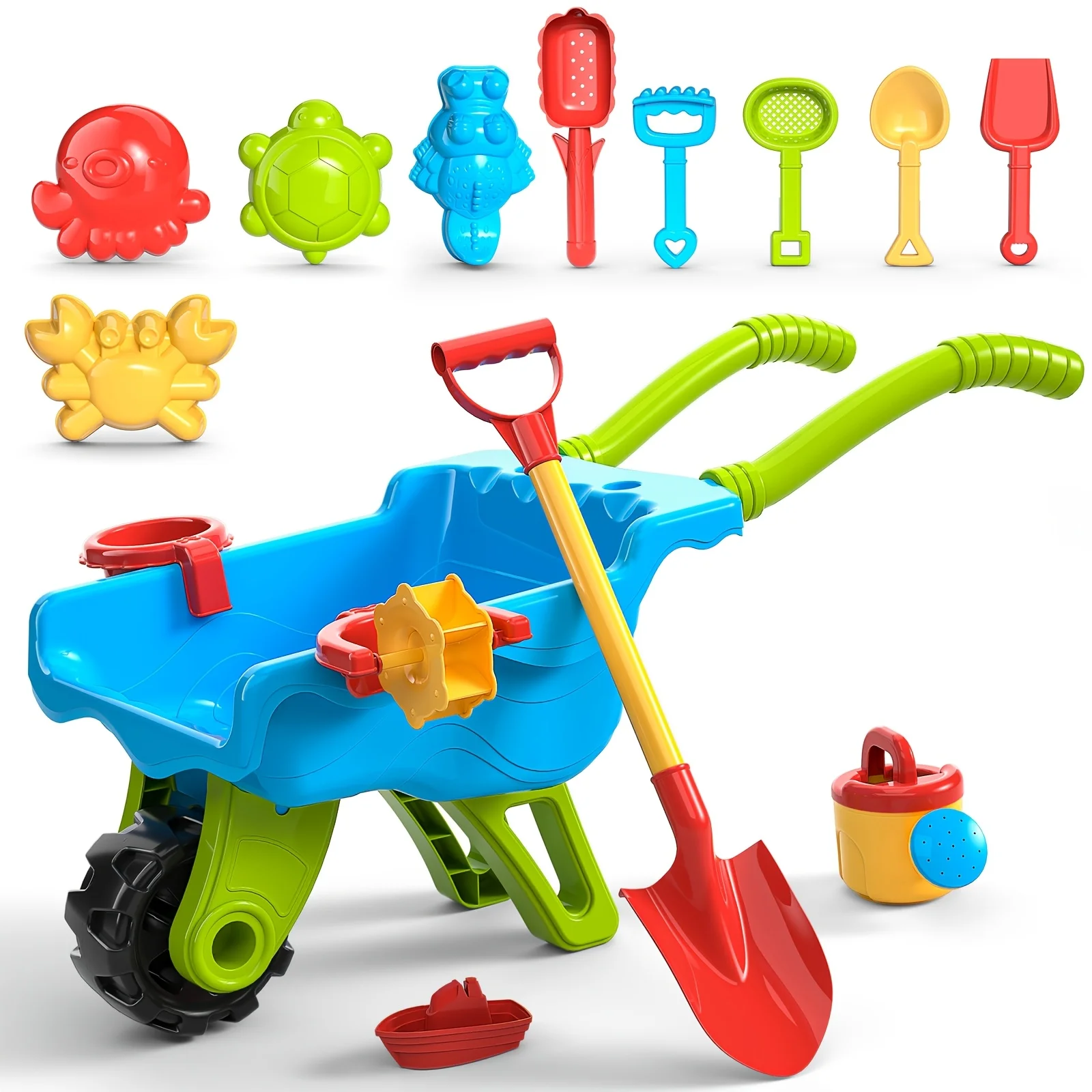 Sand Toys with Large Handcart Wheelbarrow Cart Toy Set with Water Wheel Shovels Rakes Molds Outdoor Beach Toys Tool Set for Kids
Sand Toys with Large Handcart Wheelbarrow Cart Toy Set with Water Wheel Shovels Rakes Molds Outdoor Beach Toys Tool Set for Kids
