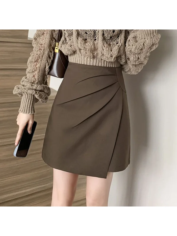 High Waist A-Line Skirt Women's Suiting Skirts Asymmetrical Anti-Light Brown Short Skirts with Pockets Spring 2026
High Waist A-Line Skirt Women's Suiting Skirts Asymmetrical Anti-Light Brown Short Skirts with Pockets Spring 2026