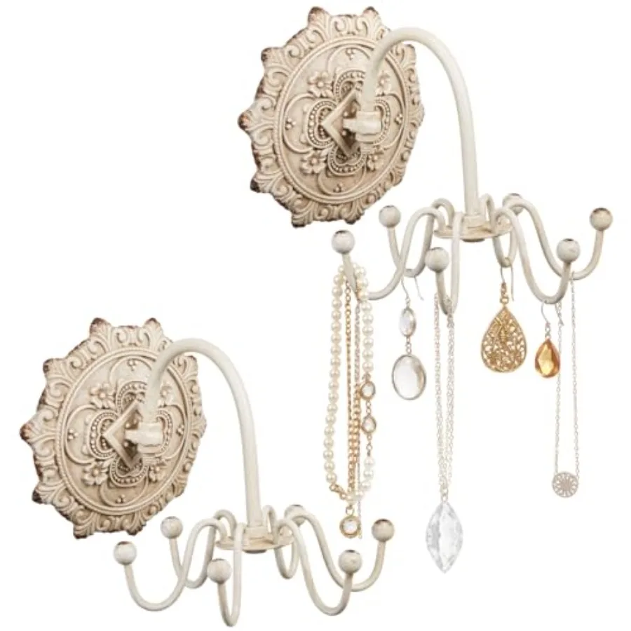 2 Pcs Wall Mounted Jewelry Organizer Shabby Wall Decor Vintage Jewelry Organizer 6 Rotatable Hooks Include Screws for
2 Pcs Wall Mounted Jewelry Organizer Shabby Wall Decor Vintage Jewelry Organizer 6 Rotatable Hooks Include Screws for