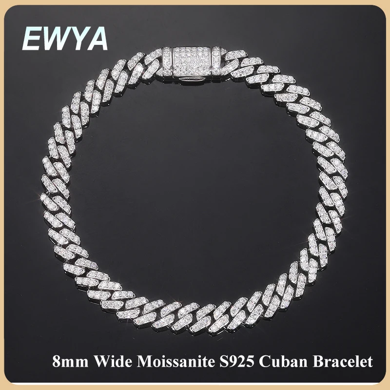 EWYA 1 Row Full D VVS1 Moissanite Cuban Bracelet 8mm Wide for Women Men s925 Sliver All Lab Diamond Hip Hop Hand Link Chain Gift
EWYA 1 Row Full D VVS1 Moissanite Cuban Bracelet 8mm Wide for Women Men s925 Sliver All Lab Diamond Hip Hop Hand Link Chain Gift