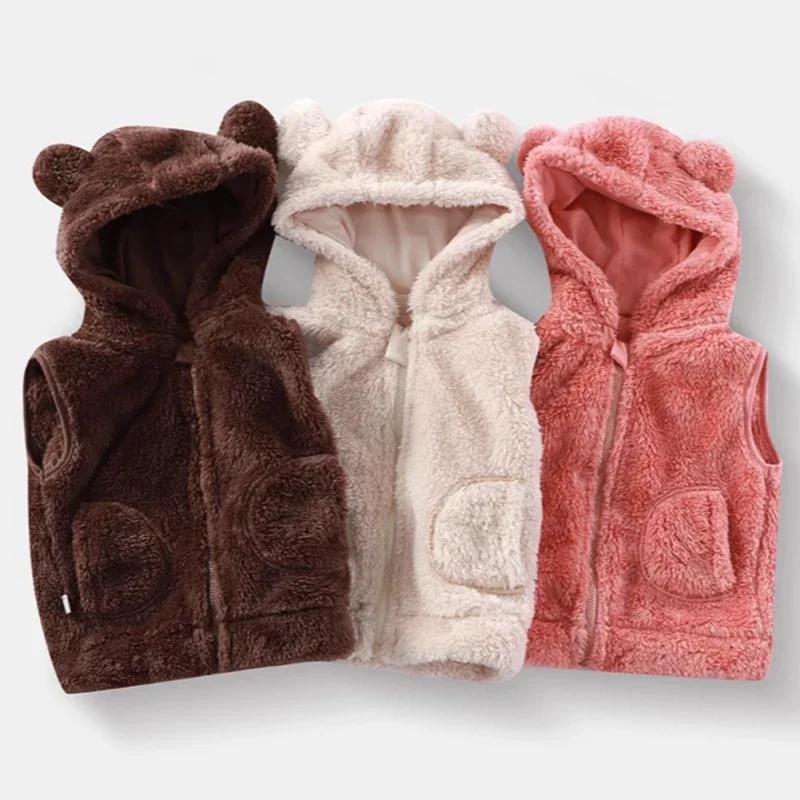 Girls Boys Warm Waistcoat Plush Vest Cute Bear Hooded Tops Child Warm Fashion Zipper Warm Coat Autumn Winter Baby
Girls Boys Warm Waistcoat Plush Vest Cute Bear Hooded Tops Child Warm Fashion Zipper Warm Coat Autumn Winter Baby