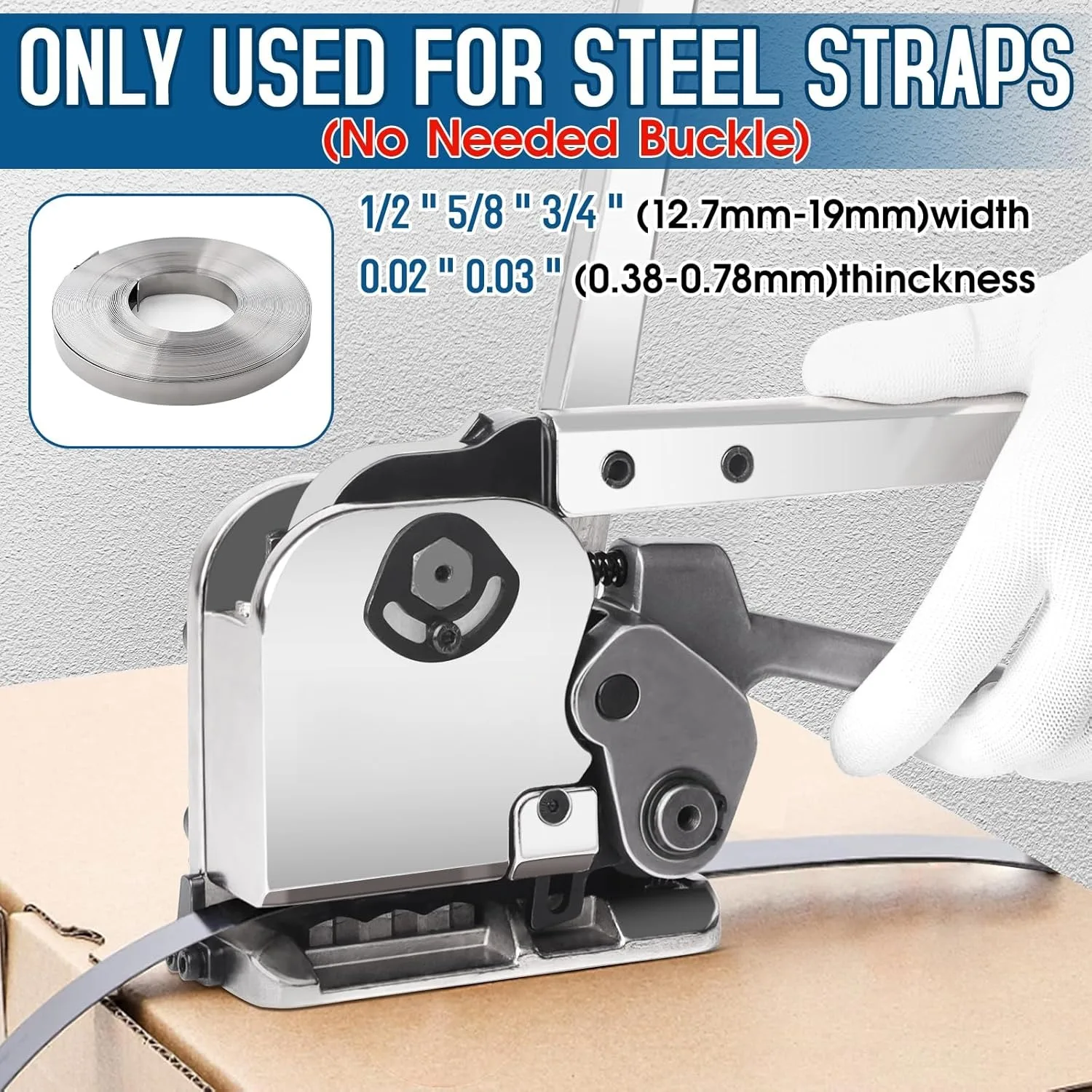 Стальная обвязочная лента, ручная обвязочная машина из нержавеющей стали, для ширины 1/2 дюйма, 5/8 дюйма, 3/4 дюйма, без необходимости пряжки
Стальная обвязочная лента, ручная обвязочная машина из нержавеющей стали, для ширины 1/2 дюйма, 5/8 дюйма, 3/4 дюйма, без необходимости пряжки