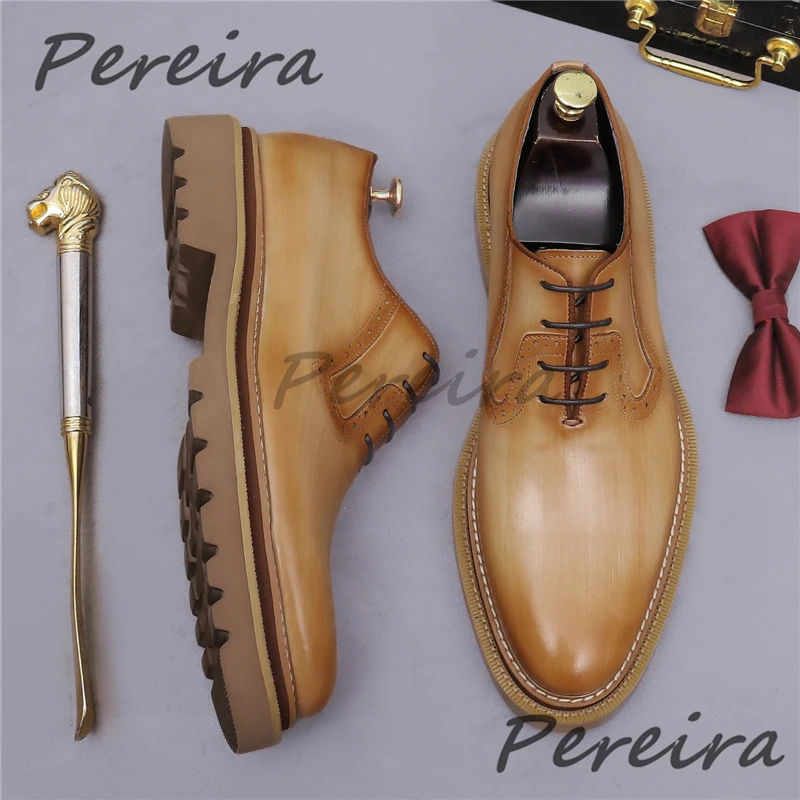 Men Retro Thick Soled Cowhide Formal Shoes Handmade Genuine Leather Polished Lace-Up Oxfords British Style Party Gentlemen Shoes
Men Retro Thick Soled Cowhide Formal Shoes Handmade Genuine Leather Polished Lace-Up Oxfords British Style Party Gentlemen Shoes