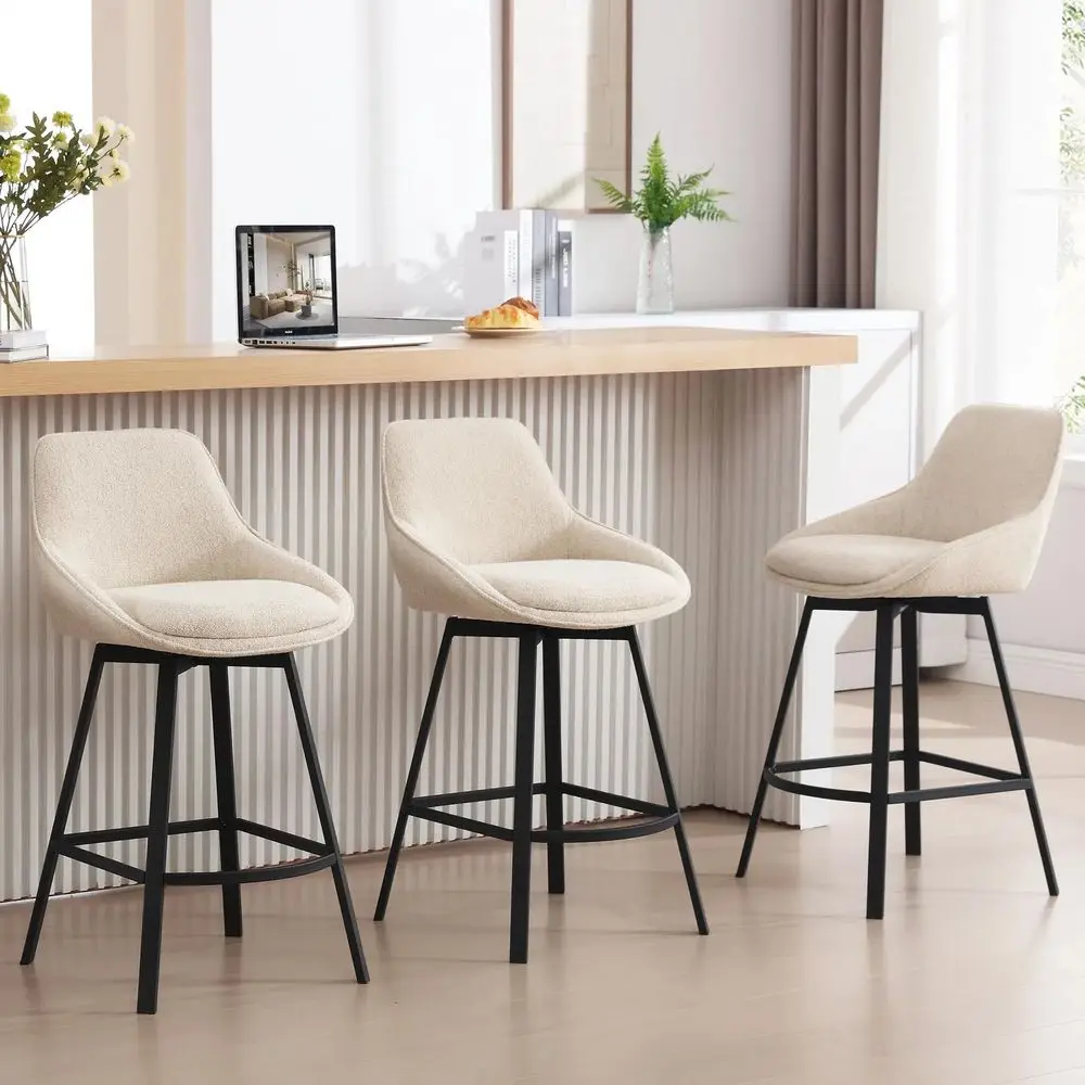 Swivel Bar Stools Set of 3, Modern Counter Height Barstools with Backs, 26 holstered Linen Fabric High Chairs for Island Kitc
Swivel Bar Stools Set of 3, Modern Counter Height Barstools with Backs, 26 holstered Linen Fabric High Chairs for Island Kitc