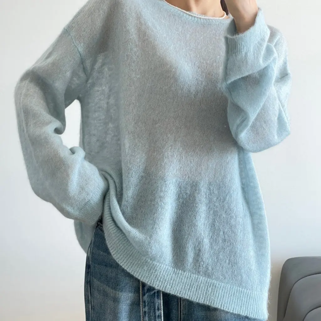 Женский пуловер из альпаки с круглым вырезом, тонкая свободная микропрозрачная блузка на осень-зиму F102426
Женский пуловер из альпаки с круглым вырезом, тонкая свободная микропрозрачная блузка на осень-зиму F102426