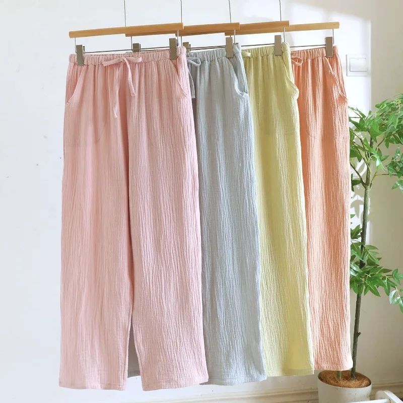 2026 Spring/Summer New Women's Sleeper Pants 100% Cotton Crepe Simple Solid Color Fresh Straight Tube Loose Home Pants for Girls
2026 Spring/Summer New Women's Sleeper Pants 100% Cotton Crepe Simple Solid Color Fresh Straight Tube Loose Home Pants for Girls