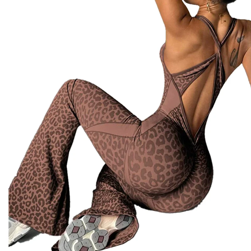 Sexy Leopard Print Sport Suit Cross Backless Yoga Set Fitness Jumpsuit Sportswear For Women Gym Running Training Workout Suit
Sexy Leopard Print Sport Suit Cross Backless Yoga Set Fitness Jumpsuit Sportswear For Women Gym Running Training Workout Suit