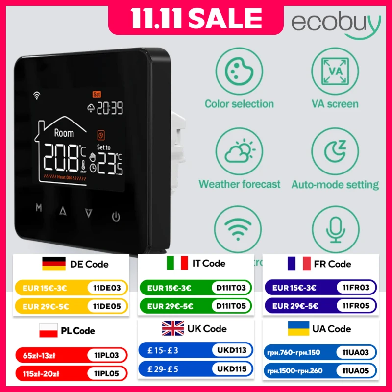Tuya Smart Home Wifi Thermostat Floor Heating Gas Boiler Thermostat 220V WiFi Temperature Remote Controller Google Home Alexa
Tuya Smart Home Wifi Thermostat Floor Heating Gas Boiler Thermostat 220V WiFi Temperature Remote Controller Google Home Alexa