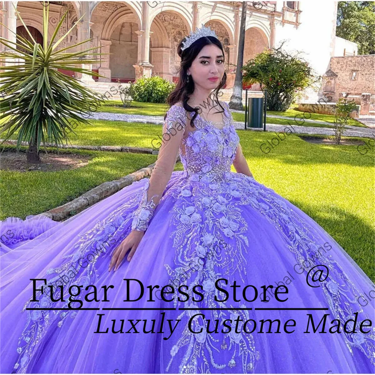 Customized Purple Sweetheart Quinceanera Dresse Shiny Beaded Appliques Fashion 3D flower ruffles Vestidos de novia
Customized Purple Sweetheart Quinceanera Dresse Shiny Beaded Appliques Fashion 3D flower ruffles Vestidos de novia