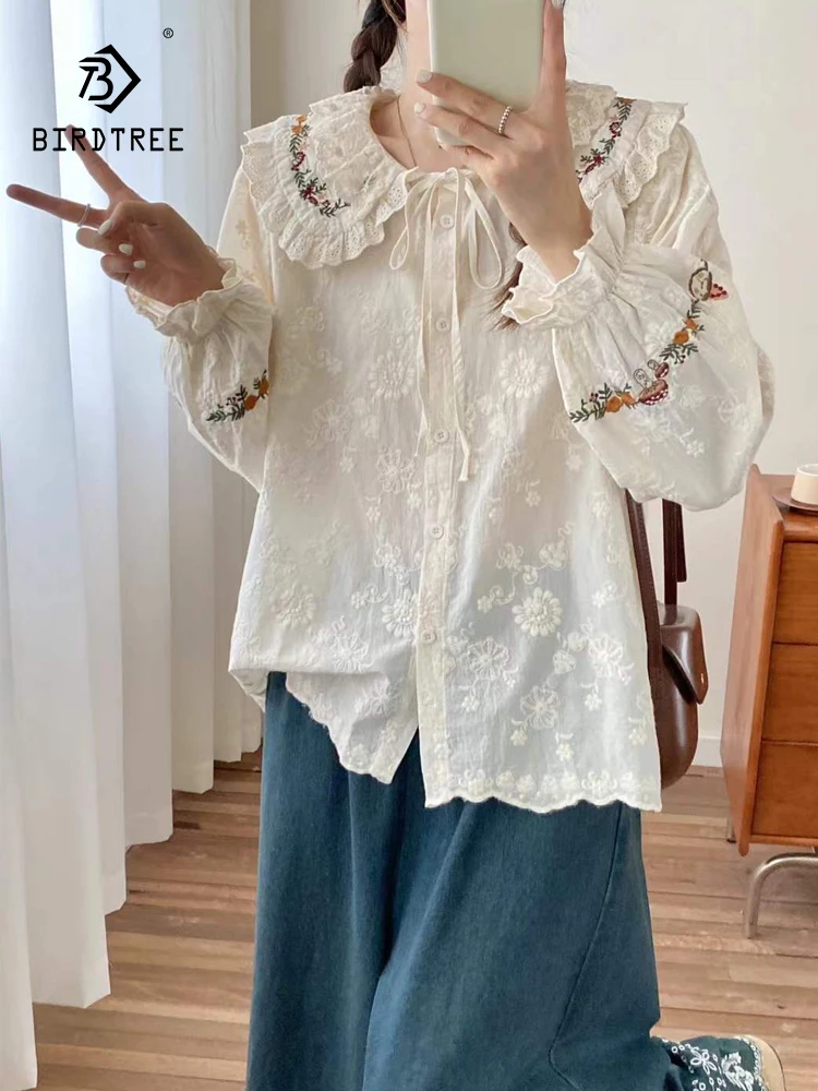Новая осенняя хлопковая рубашка с длинным рукавом 2025, женская рубашка с воротником Питера Пэна и вышивкой, милая свободная блузка Mori Girl во французском стиле ретро T59550CC
Новая осенняя хлопковая рубашка с длинным рукавом 2025, женская рубашка с воротником Питера Пэна и вышивкой, милая свободная блузка Mori Girl во французском стиле ретро T59550CC