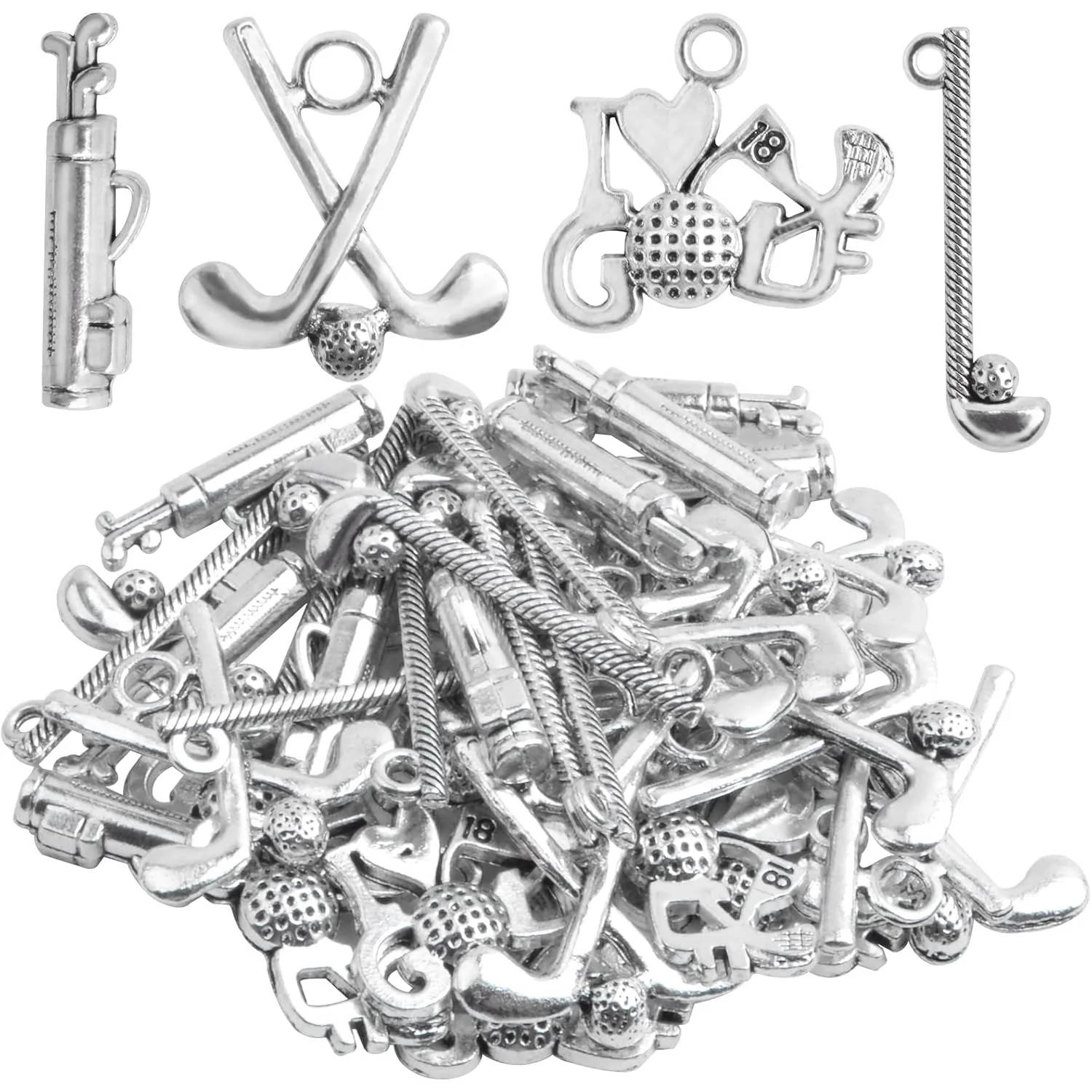 40pcs Assorted Golf Theme Charms Tibetan Sports Spirit Golfing Pendants Golf Club Charms Bulk for DIY Crafts Necklace Earrings
40pcs Assorted Golf Theme Charms Tibetan Sports Spirit Golfing Pendants Golf Club Charms Bulk for DIY Crafts Necklace Earrings