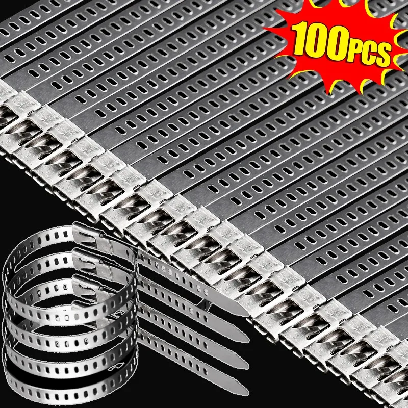 10/100pcs Self-Locking Multi-Purpose Cable Tie Stainless Steel Cable Ties Heavy Duty Exhaust Wrap Locking Ties Home Storage Tool
10/100pcs Self-Locking Multi-Purpose Cable Tie Stainless Steel Cable Ties Heavy Duty Exhaust Wrap Locking Ties Home Storage Tool