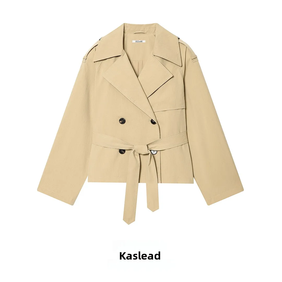 KASLEAD New Women's Fashion Short Windbreaker Shoulder Padded Belted Versatile Outerwear Polyester Fiber Long Sleeve Coat
KASLEAD New Women's Fashion Short Windbreaker Shoulder Padded Belted Versatile Outerwear Polyester Fiber Long Sleeve Coat
