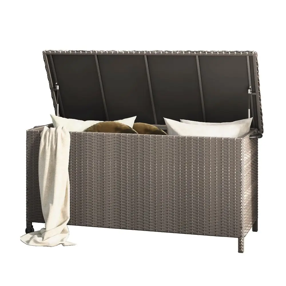 108 Gallon Deck Storage Box Indoor Outdoor Wicker Bin for Patio Furniture Cushions Garden Tools Pool Accessories, Greige
108 Gallon Deck Storage Box Indoor Outdoor Wicker Bin for Patio Furniture Cushions Garden Tools Pool Accessories, Greige