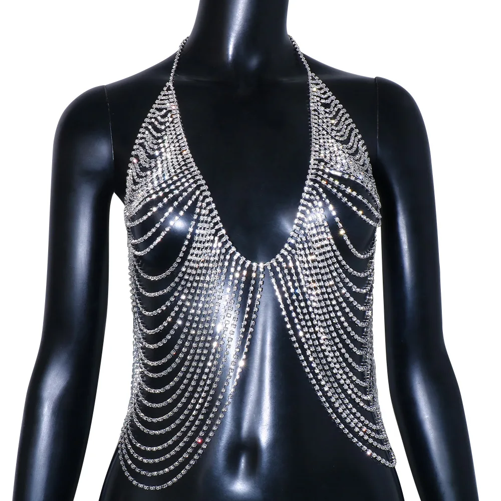 Wide Layer Chain Camis Women Luxury Design Full Rhinestone Vest Tank Tops Breast Chain Strip Dance Evening Party Sexy Body Chai
Wide Layer Chain Camis Women Luxury Design Full Rhinestone Vest Tank Tops Breast Chain Strip Dance Evening Party Sexy Body Chai