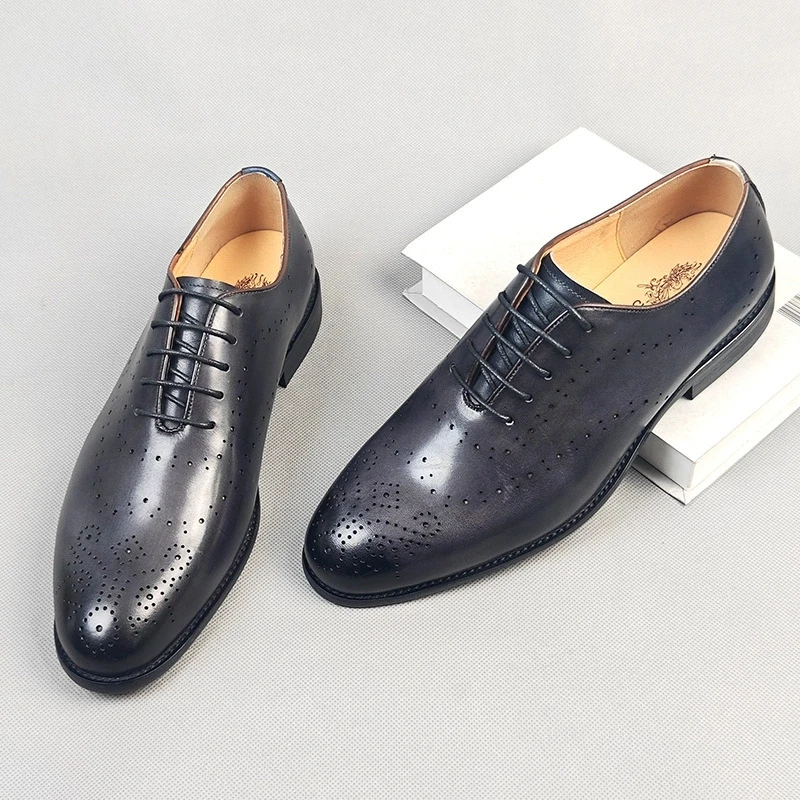 Men's Genuine Leather Pointed Toe Oxfords Dress Shoes Lace-up Black Male Wedding Business Office Brogue Formal Shoes
Men's Genuine Leather Pointed Toe Oxfords Dress Shoes Lace-up Black Male Wedding Business Office Brogue Formal Shoes