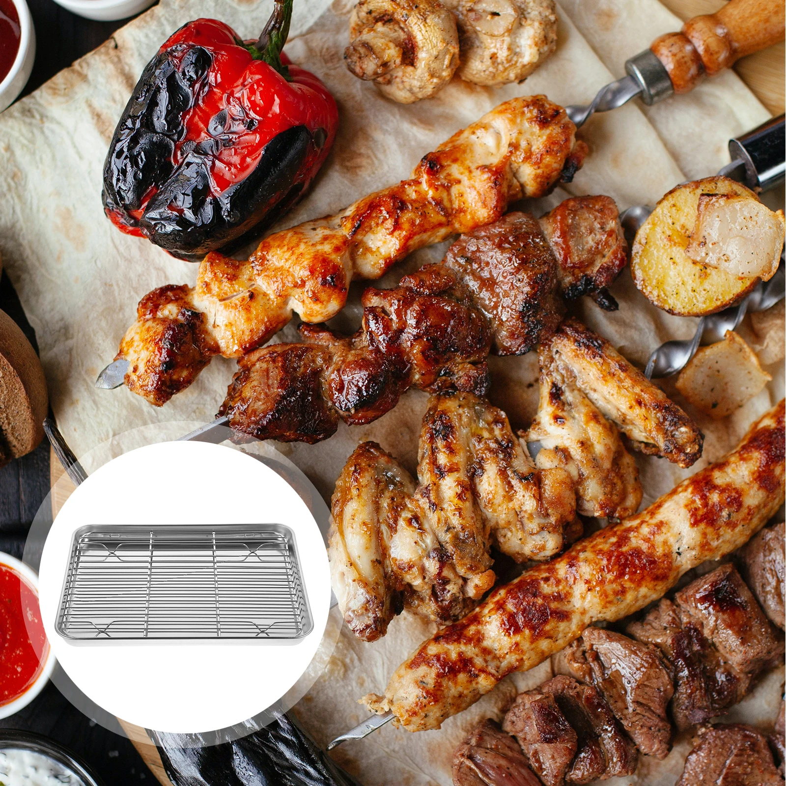 2Pcs Stainless Sheet Cooling Rack Set Heavy Duty Dishwasher Safe Baking Baking Sheet With Rack Pan Sheets Non Toxic Oven Pan
2Pcs Stainless Sheet Cooling Rack Set Heavy Duty Dishwasher Safe Baking Baking Sheet With Rack Pan Sheets Non Toxic Oven Pan