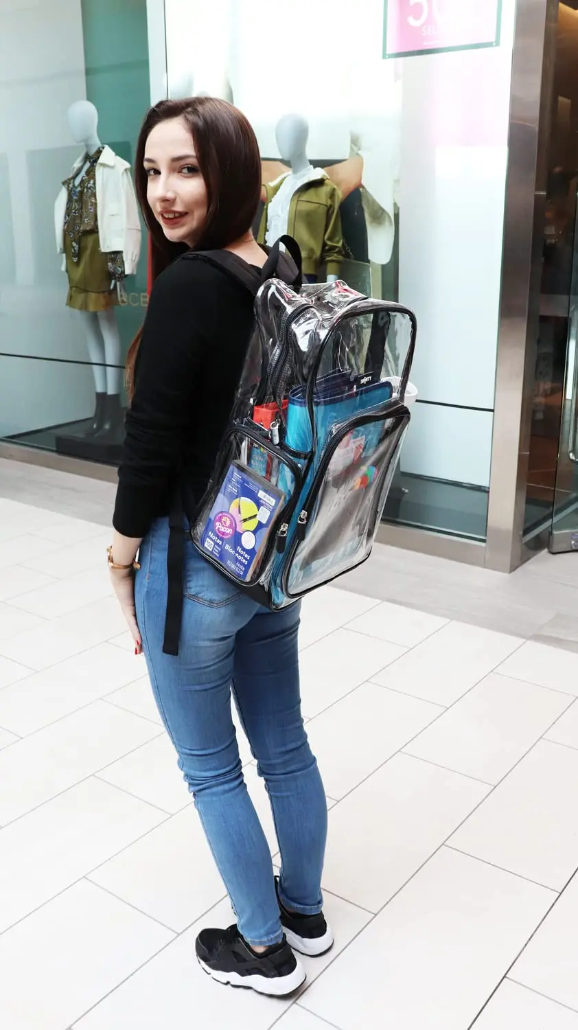Medium Size Clear Backpack, Heavy Duty Transparent Bookbag, See Through PVC School Bag for Men and Women
Medium Size Clear Backpack, Heavy Duty Transparent Bookbag, See Through PVC School Bag for Men and Women