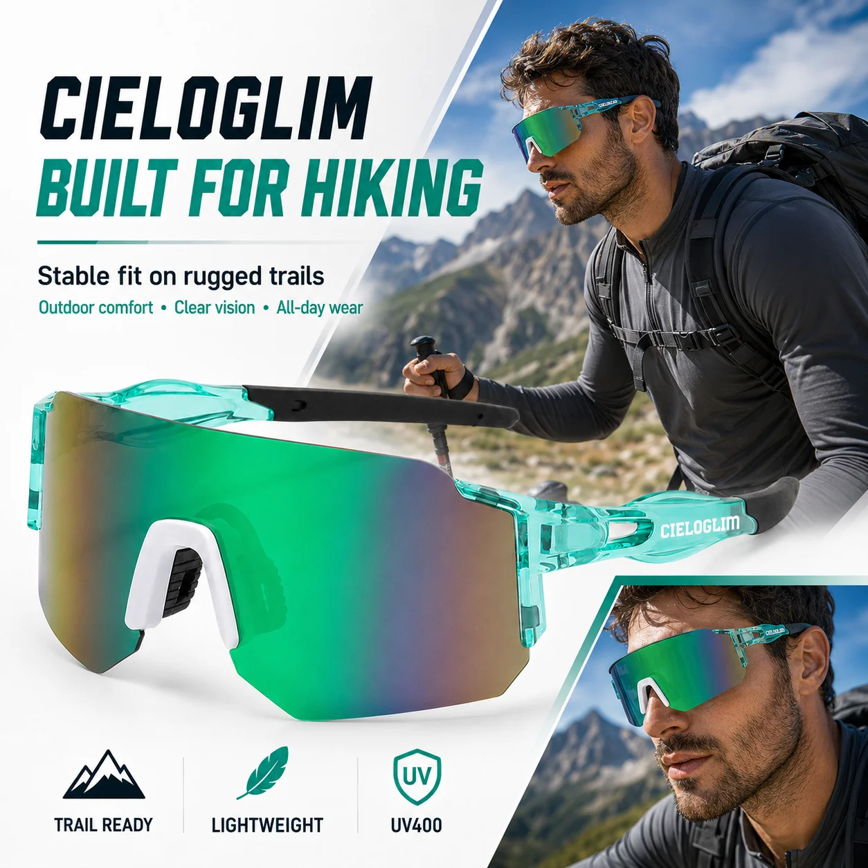 CIELOGLIM Bike Glasses UV400 Shield Lens Cycling Sunglasses Windproof Outdoor Eyewear for Men Women Travel
CIELOGLIM Bike Glasses UV400 Shield Lens Cycling Sunglasses Windproof Outdoor Eyewear for Men Women Travel