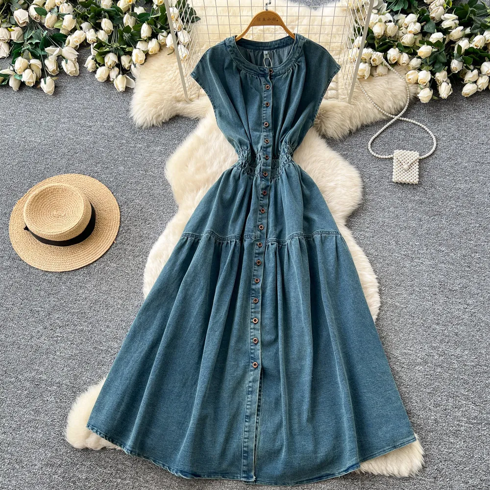 Long Dress Women Denim Dresses A Line Vestidos Round Neck Sexy Y2k Streetwear Sleeveless Elegant Party Night Tight Waist 2026
Long Dress Women Denim Dresses A Line Vestidos Round Neck Sexy Y2k Streetwear Sleeveless Elegant Party Night Tight Waist 2026
