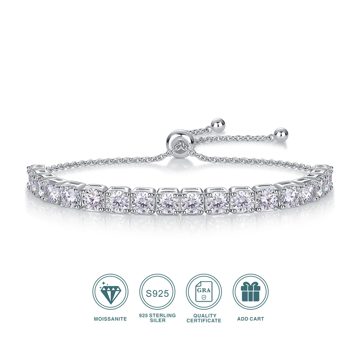 4mm Moissanite Tennis Bracelet Adjustable Length, S925 Silver Plated 18k Gold , Homecoming & Graduation Season Gifts Daily Wear
4mm Moissanite Tennis Bracelet Adjustable Length, S925 Silver Plated 18k Gold , Homecoming & Graduation Season Gifts Daily Wear