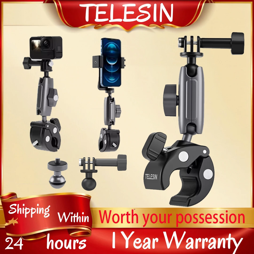 TELESIN Motorcycle Bicycle Rail Mount Clamp with 360 degree Ball Mount Clip For Gopro Hero 11 10 9 8 7 6 For Phone Action Camera
TELESIN Motorcycle Bicycle Rail Mount Clamp with 360 degree Ball Mount Clip For Gopro Hero 11 10 9 8 7 6 For Phone Action Camera
