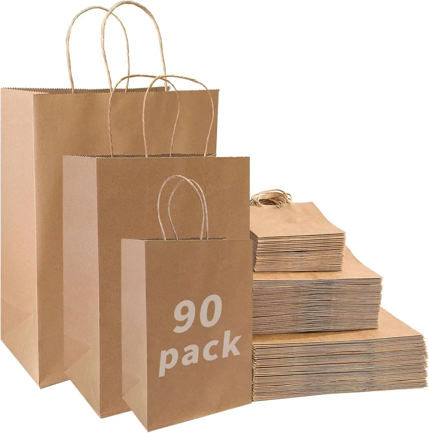 90-Pack Brown Kraft Paper Bags with Handles Bulk, Assorted Sizes for Gift, Grocery, Party & Retail Use
90-Pack Brown Kraft Paper Bags with Handles Bulk, Assorted Sizes for Gift, Grocery, Party & Retail Use