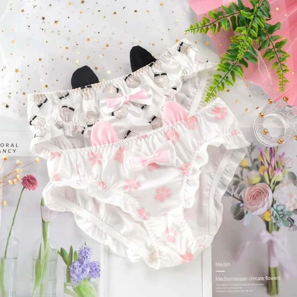 Milk Silk Ruffle Bow Underpants Seamless Underwear Kawaii Cat Ears Panties Korean Female Lingerie Cartoon Cat Claw Briefs Girl
Milk Silk Ruffle Bow Underpants Seamless Underwear Kawaii Cat Ears Panties Korean Female Lingerie Cartoon Cat Claw Briefs Girl