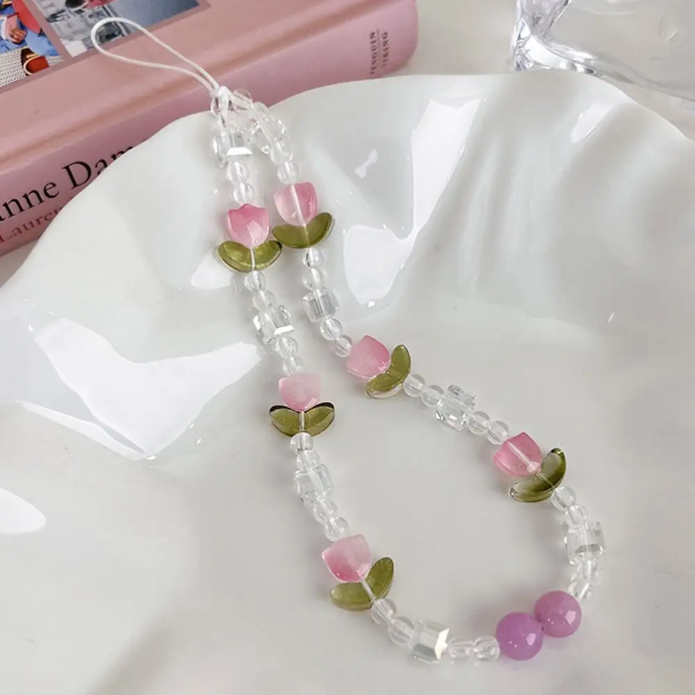 Tulip bracelet short mobile phone hanging rope creative wrist hanging chain high-end handmade bead string pendant
Tulip bracelet short mobile phone hanging rope creative wrist hanging chain high-end handmade bead string pendant