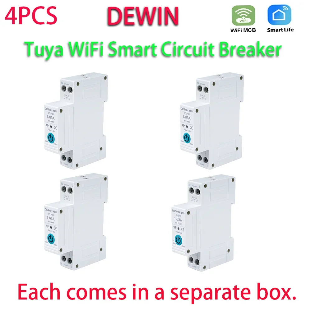 4PCS WiFi Smart Metering Circuit Breaker Smart Life Remote Control Switch Automatic Wireless Interruptor Reclosing Switch DEWIN
4PCS WiFi Smart Metering Circuit Breaker Smart Life Remote Control Switch Automatic Wireless Interruptor Reclosing Switch DEWIN