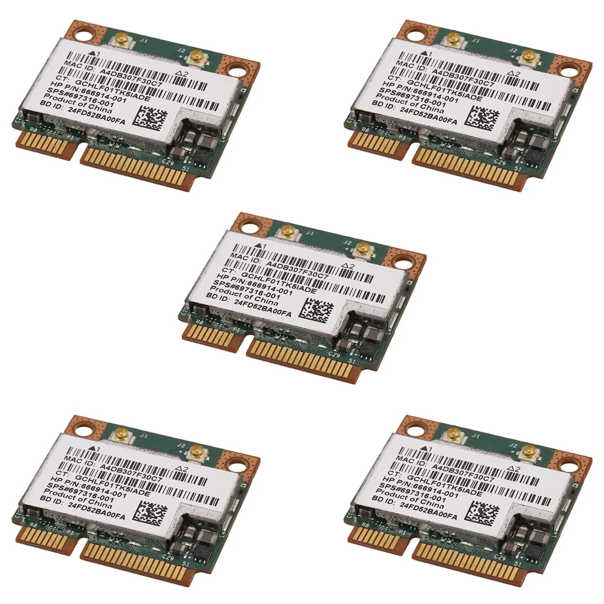 5X Dual Band 2.4+5G 300M 802.11A/B/G/N Wifi Bluetooth 4.0 Wireless Half Mini Pci-E Card for Hp Bcm943228Hmb Sps
5X Dual Band 2.4+5G 300M 802.11A/B/G/N Wifi Bluetooth 4.0 Wireless Half Mini Pci-E Card for Hp Bcm943228Hmb Sps