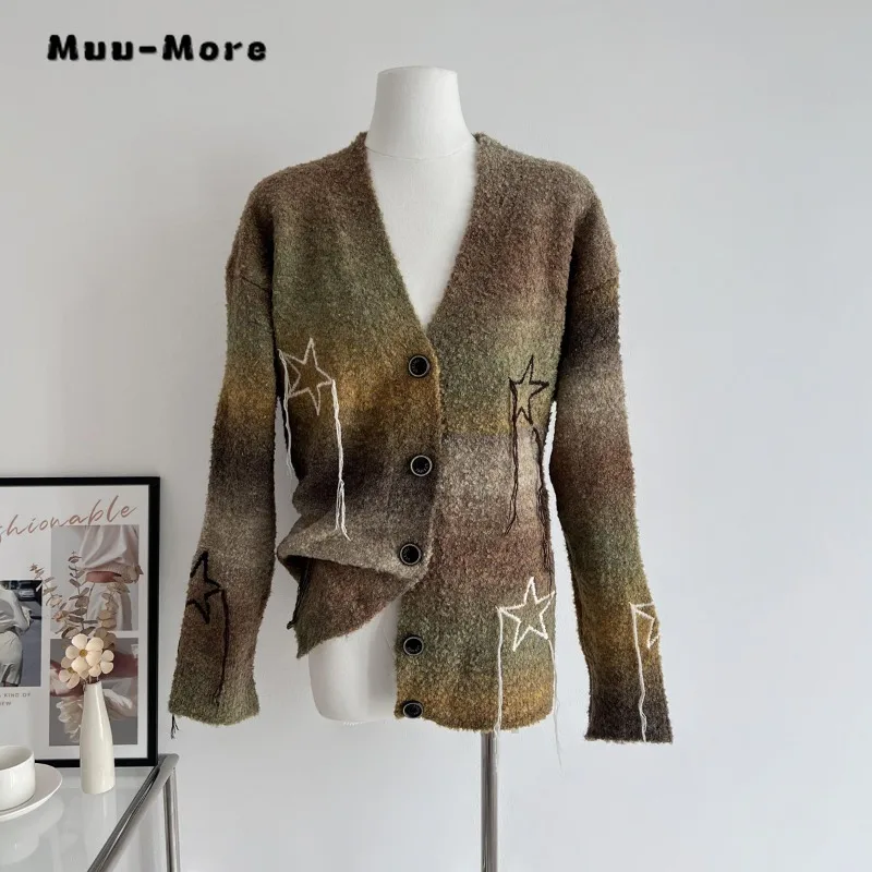 Fall Winter 2023 Women Preppy Style Loose Sweater Knitted Cardigan Tassel Star American Retro Casual Coat Tops Feamle Sueter
Fall Winter 2023 Women Preppy Style Loose Sweater Knitted Cardigan Tassel Star American Retro Casual Coat Tops Feamle Sueter