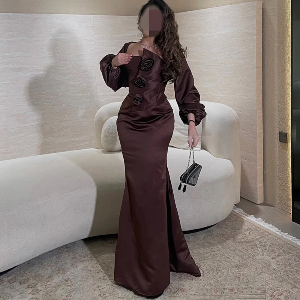 Sexy Satin Mermaid Evening Dress Classic 3D Flowers Long Sleeves Customized Celebrity Gowns Luxury Court Train Prom Dresses
Sexy Satin Mermaid Evening Dress Classic 3D Flowers Long Sleeves Customized Celebrity Gowns Luxury Court Train Prom Dresses