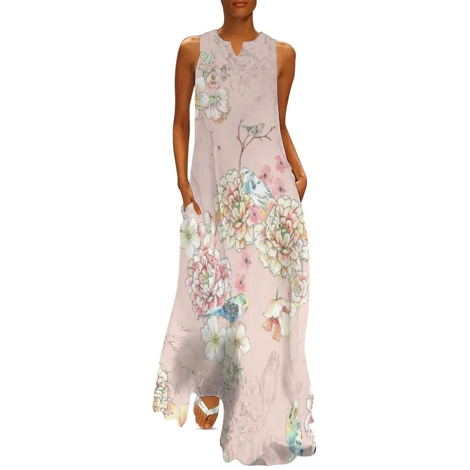 Budgie print Long Dress Woman dresses luxury evening dress woman for wedding dresses summer Dress
Budgie print Long Dress Woman dresses luxury evening dress woman for wedding dresses summer Dress