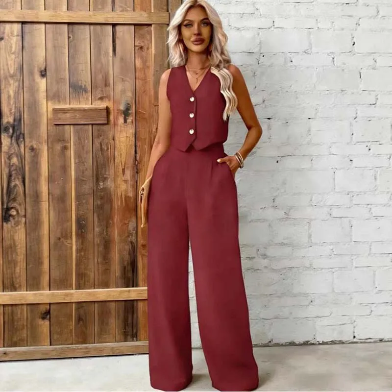 New Summer Cotton Linen Women V-Neck Vest Front Button Vest Trousers Casual Suit 2026 Women Short Vest Top + Pants Two Peice Set
New Summer Cotton Linen Women V-Neck Vest Front Button Vest Trousers Casual Suit 2026 Women Short Vest Top + Pants Two Peice Set