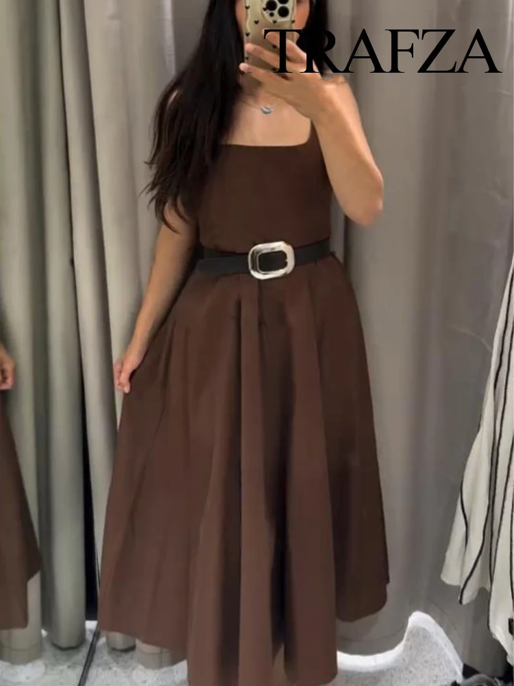 HH Female Fashion Backless Dresses Solid Square Collar Belt Decoration Zipper Women Summer High Street Sleeveless Long Dress
HH Female Fashion Backless Dresses Solid Square Collar Belt Decoration Zipper Women Summer High Street Sleeveless Long Dress