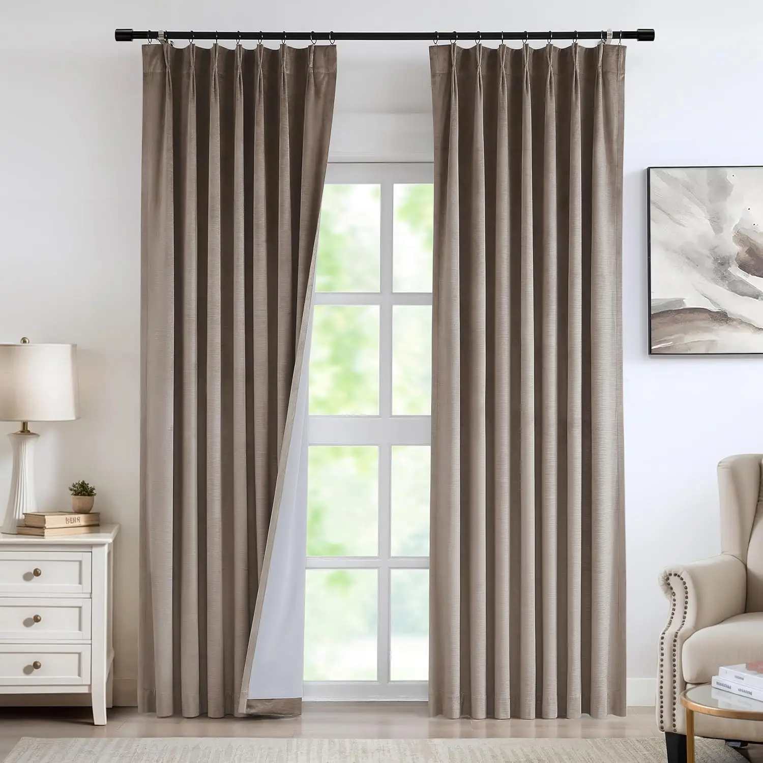 Mocha Tan Velvet Pinch Pleated Blackout Curtains 95% Room Darkening Window Curtains 95 inch for Living Room Bedroom Ther
Mocha Tan Velvet Pinch Pleated Blackout Curtains 95% Room Darkening Window Curtains 95 inch for Living Room Bedroom Ther