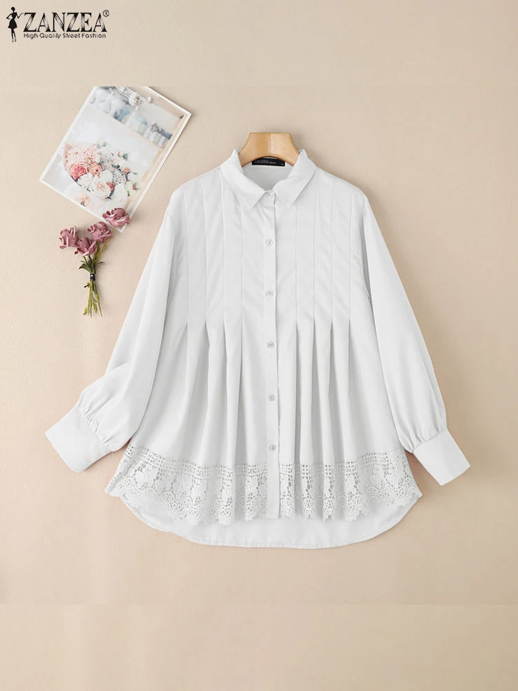 Women Lapel Neck Long Sleeve Shirt 2025 ZANZEA Elegant Solid Work OL Blouse Casual Lace Patchwork Tops Stylish Buttons Blusas
Women Lapel Neck Long Sleeve Shirt 2025 ZANZEA Elegant Solid Work OL Blouse Casual Lace Patchwork Tops Stylish Buttons Blusas