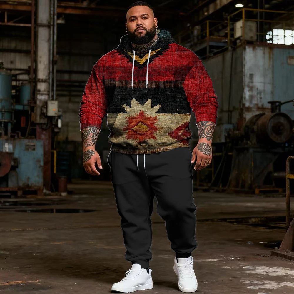 S-9xl plus size Big & Tall Men's Hoodie Set: Ethnic, Plaid Elements - 2-Piece Wear, Breathable Material, Stylish Designs
S-9xl plus size Big & Tall Men's Hoodie Set: Ethnic, Plaid Elements - 2-Piece Wear, Breathable Material, Stylish Designs