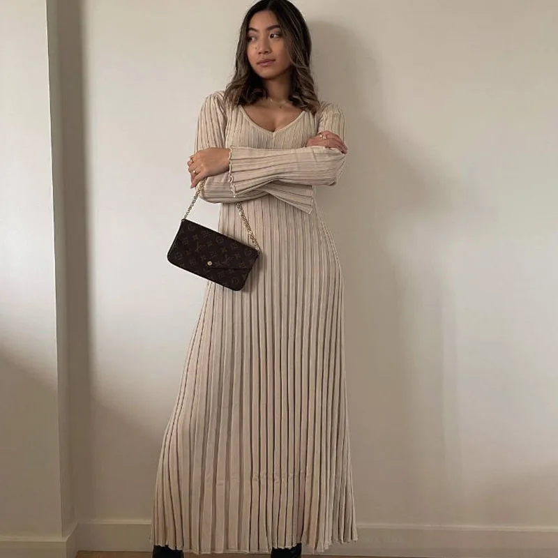Ardm Elegant V Neck Korean Fashion Knitted Full White Sweater Women Long Dress Casual Long Sleeve Winter Midi Dresses
Ardm Elegant V Neck Korean Fashion Knitted Full White Sweater Women Long Dress Casual Long Sleeve Winter Midi Dresses