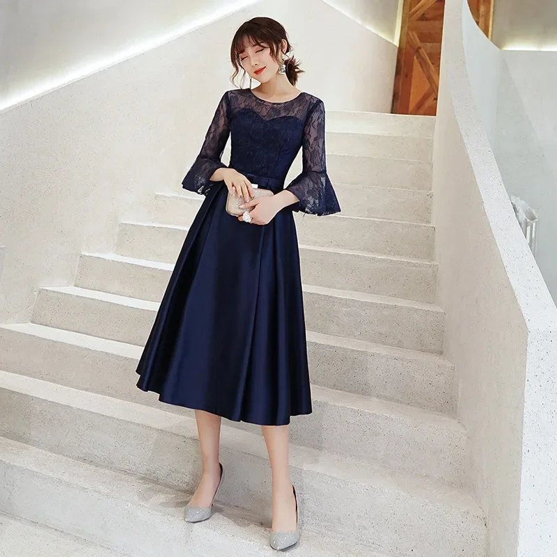 Annual Party Dress Mid Length Style Slimming Navy Blue Cheongsam Women's Sexy Lace Banquet Prom Elegant Qipao Vintage Vestidos
Annual Party Dress Mid Length Style Slimming Navy Blue Cheongsam Women's Sexy Lace Banquet Prom Elegant Qipao Vintage Vestidos