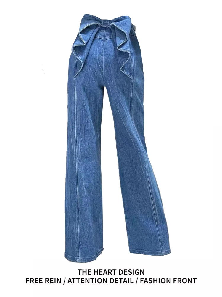 High Waist Wide Leg Denim Jeans Women's Spring Autumn New Design Ba Bow Tie Straight Cut Loose Slimming Jeans
High Waist Wide Leg Denim Jeans Women's Spring Autumn New Design Ba Bow Tie Straight Cut Loose Slimming Jeans