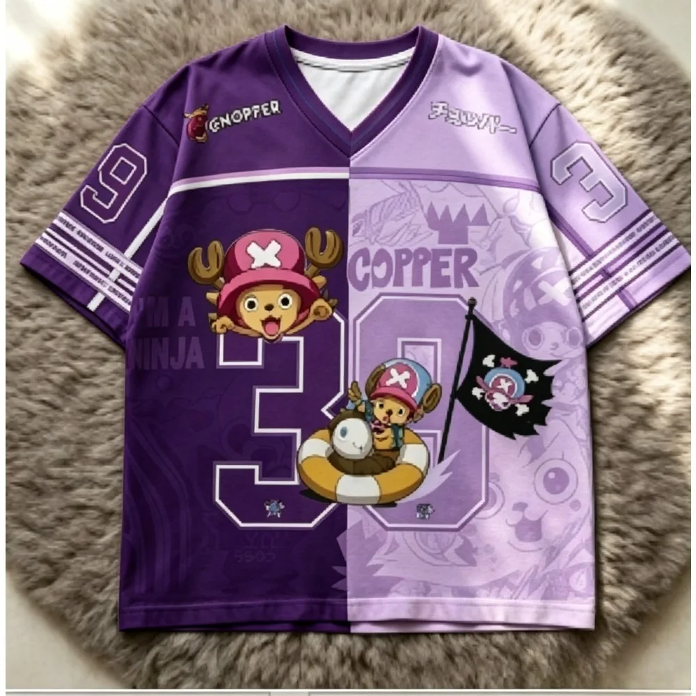 Summer 2026 One Piece Tony Tony Chopper Printed V-neck T-shirt Breathable Quick Drying Outdoor Parent Child Casual Short Sleeve
Summer 2026 One Piece Tony Tony Chopper Printed V-neck T-shirt Breathable Quick Drying Outdoor Parent Child Casual Short Sleeve