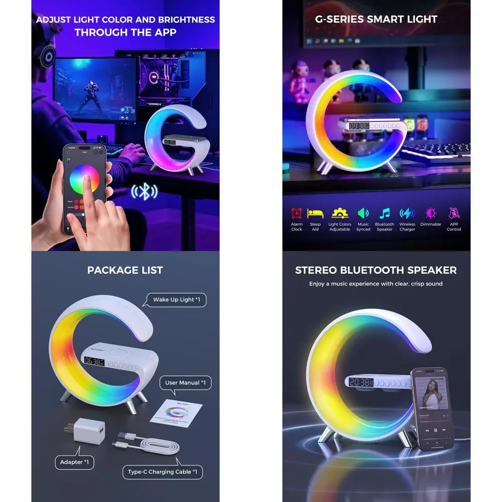 Умный будильник с Bluetooth, симуляцией рассвета, беспроводной зарядкой, генератором белого шума и Bluetooth-колонкой для домашнего декора
Умный будильник с Bluetooth, симуляцией рассвета, беспроводной зарядкой, генератором белого шума и Bluetooth-колонкой для домашнего декора