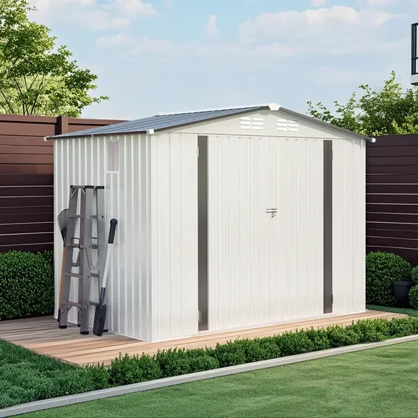 8X6 FT Metal Outdoor Storage Shed, Tool Shed with Pitched Roof Waterproof with Side Window and Lockable Door, Metal Tool Shed
8X6 FT Metal Outdoor Storage Shed, Tool Shed with Pitched Roof Waterproof with Side Window and Lockable Door, Metal Tool Shed
