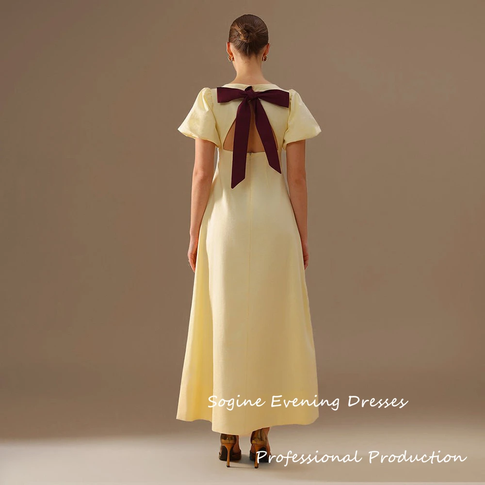 Elegant Short Sleeve Summer Evening Dresses For Women Crepe Party Gowns With Bow A-Line فساتين سهرة Long Formal Cocktail Gown
Elegant Short Sleeve Summer Evening Dresses For Women Crepe Party Gowns With Bow A-Line فساتين سهرة Long Formal Cocktail Gown